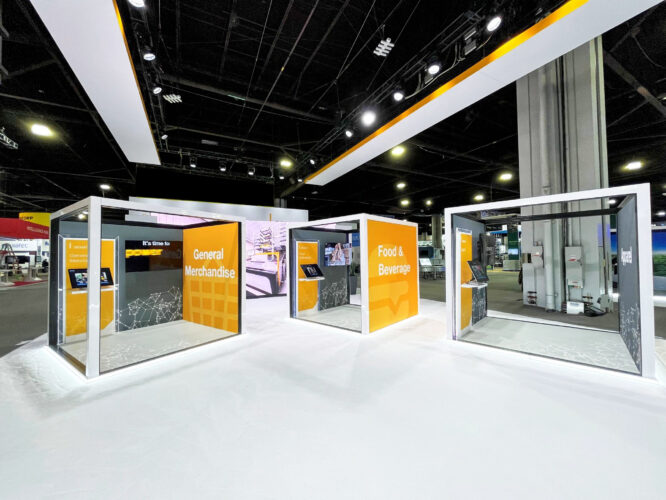 yellow tradeshow booth